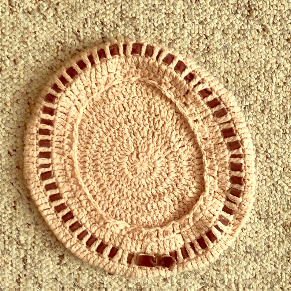 Beige Beret Hat with Brown Accent -perfect Spring